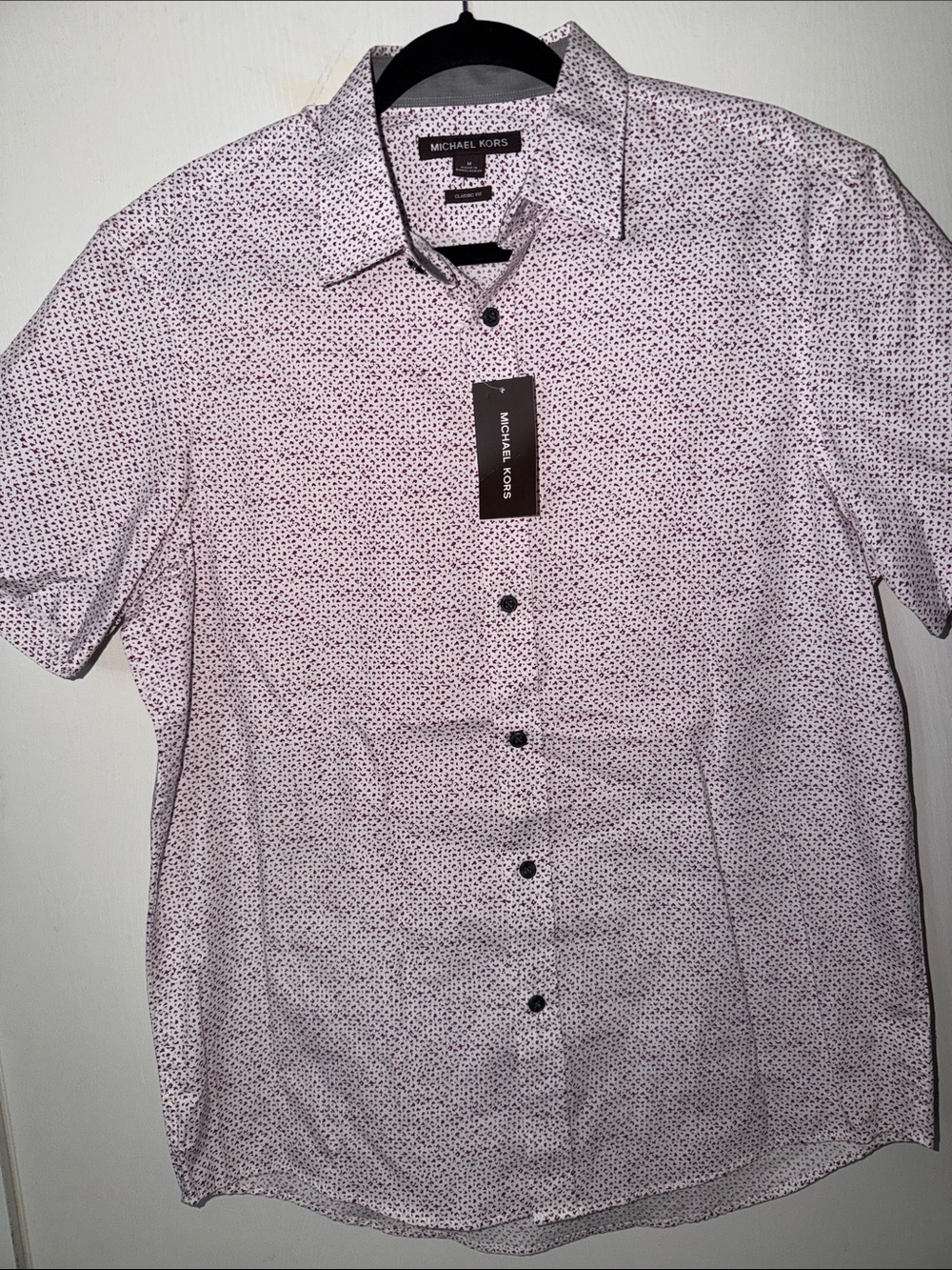 Michael Kors Men’s Short-Sleeve Button-Down Shirt — Light Purple Micro Dot